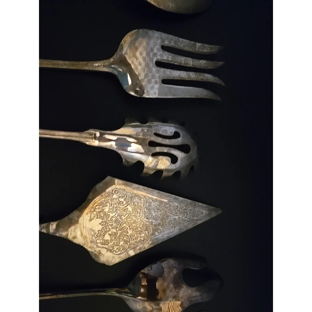 Unknown‎ Maker Lot Of 5 Serving Utensils Silver Plated